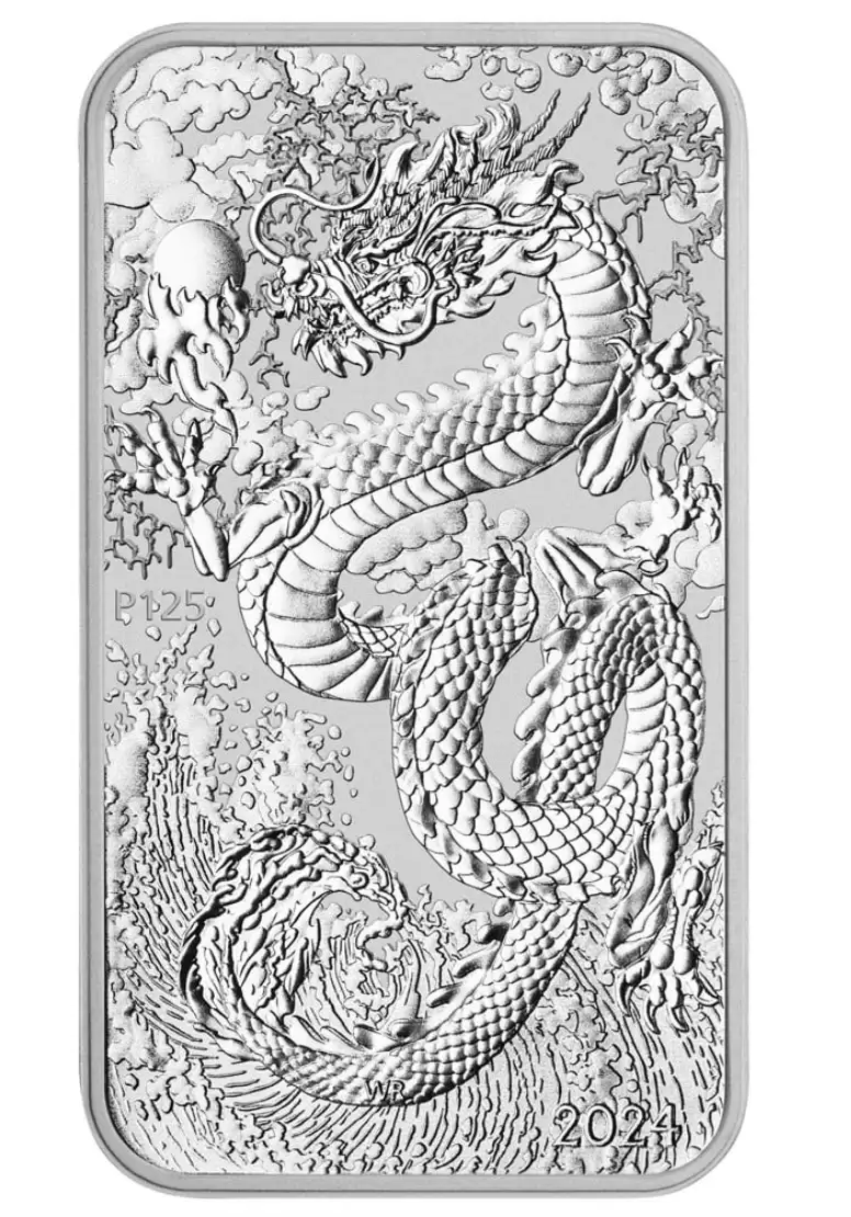 1oz Perth Mint Silver 2024 Dragon Rectangular Bullion Coin